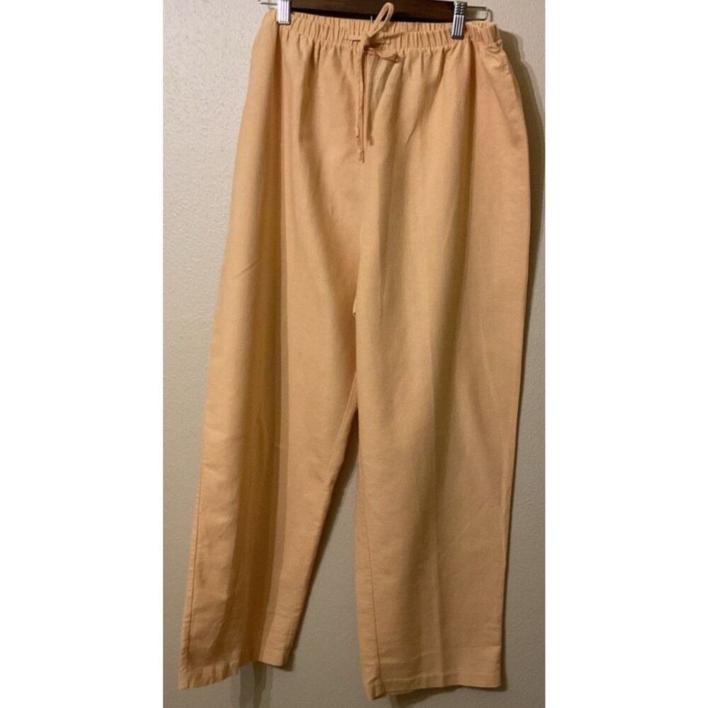 Vintage 90s AGB Byer California Linen Cotton Yellow Tan Pants Hong Kong Size XL